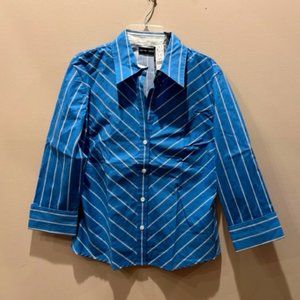 New W/ Tags New York & Company Long Sleeve Striped Button Down Shirt Size Small